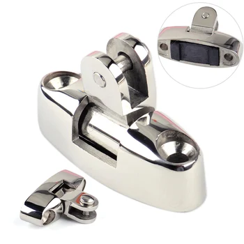 

beler Silver 316 Stainless Steel Marine Swivel Deck Hinge With Rubber Pad Bimini Top Fitting for Fishing Boat Canoe Accessories