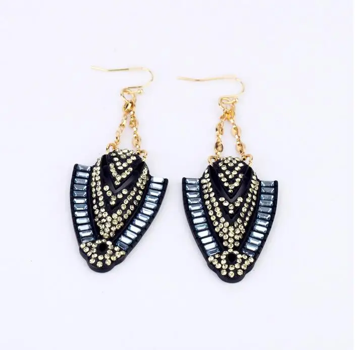 Blue & Yellow Crystal Earrings Indian Jewelry Fashion Big