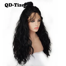 QD-Tizer 180% Плотность воды волна волос Синтетические Кружева передние парики Черный цвет с детскими волосами натуральные волосы парик для черных женщин