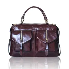 High Quality Women Bag Genuine Leather Handbags for Ladies Vintage Totes Oil Wax Hand Bag Female Shoulder Bag Dress Briefcase