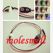 5 мм 9 В постоянного тока многоцветный красный желтый синий зеленый белый оранжевый УФ розовый теплый белый Предварительно проводной светодиодный с защелкой на 9 в зажим с мини-переключателем