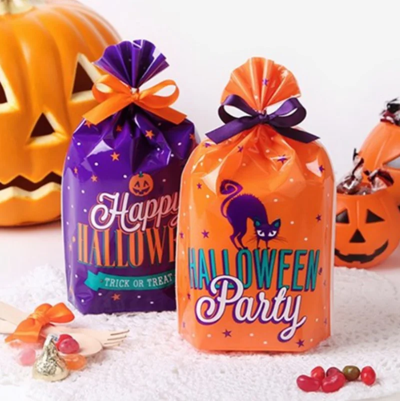 

10pcs Halloween Easter Party Decoration Pumpkin Ghost Paper Candy Bag Baking Cookies Box Home Props Supplies Kid Gift NO Ribbon
