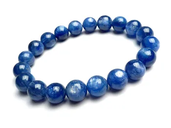 

9mm Genuine Blue Cat Eyes Natural Kyanite Bracelets For Women Femme Crystal Stretch Round Bead Bracelet