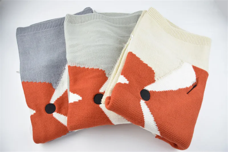 Baby Blanket Fox Animals Pattern Sleep Bag - Soft Wool Swaddle