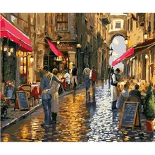 YIKEE декоративная Холст Картина маслом по номерам, картины по номерам городская улица