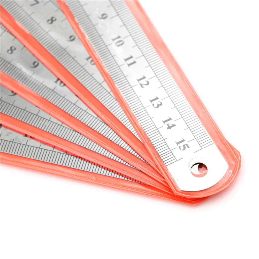 5 Pcs Dual Side Marked 15cm 6 inch Stainless Steel Straight Ruler T1 