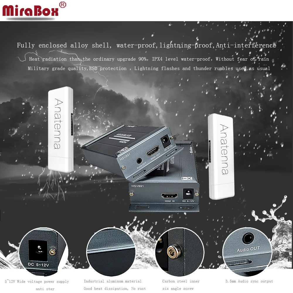 5.8GHZ Wireless HDMI Extender Support 1080P 3KM Outdoor Max Include Two