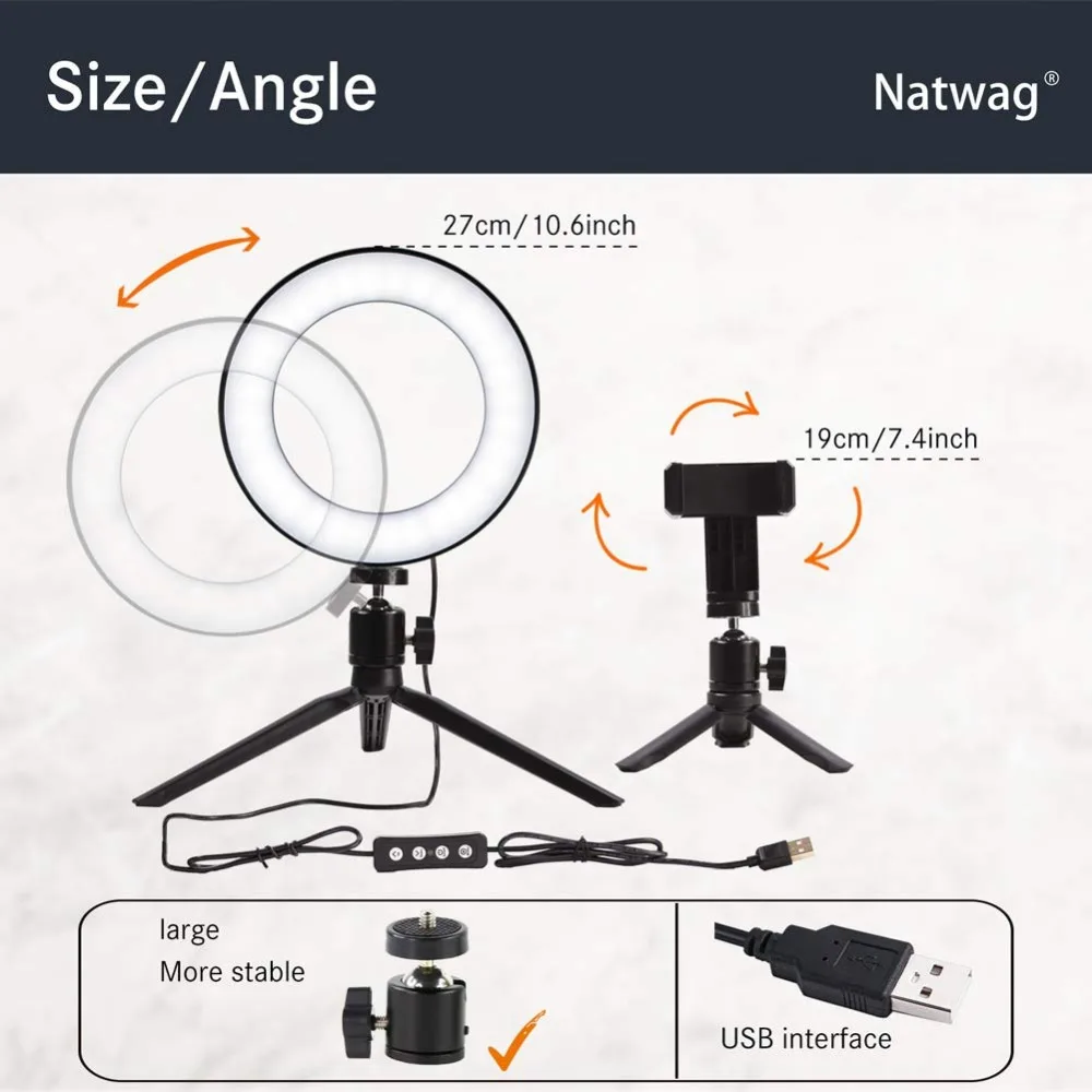 6 Selfie Ring Light with Tripod Stand & Cell Phone Holder 2