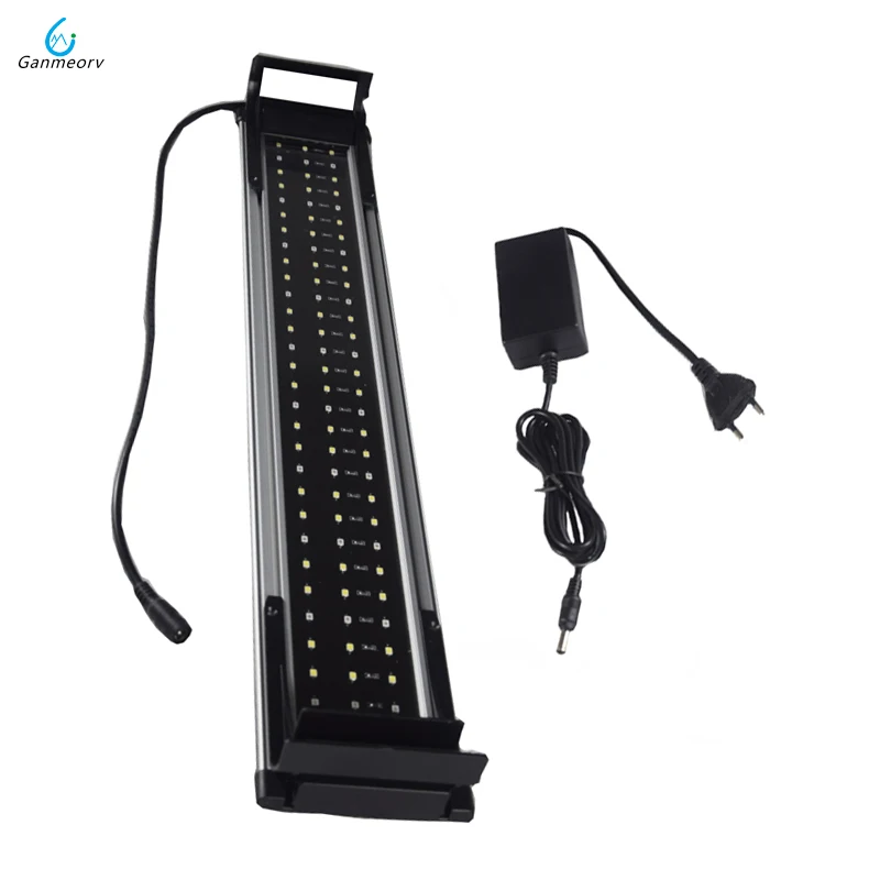 

50-70cm 19W Aquarium LED Lighting Fish Tank Light Lamp with Extendable Brackets 60 White and 30 Blue LEDs Fit for Aquarium decro