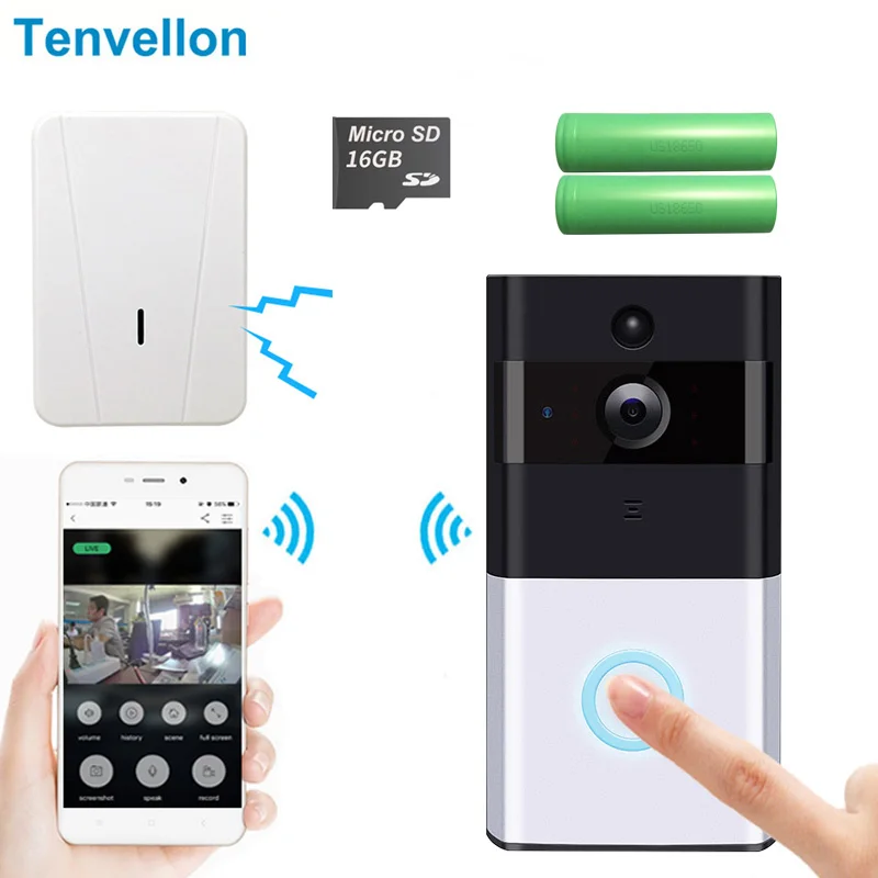 

Tenvellon Wifi Door Intercom Doorbell Camera Video Security Wireless IP Door bell Cameras Doorphone Peephole deurbel met camera