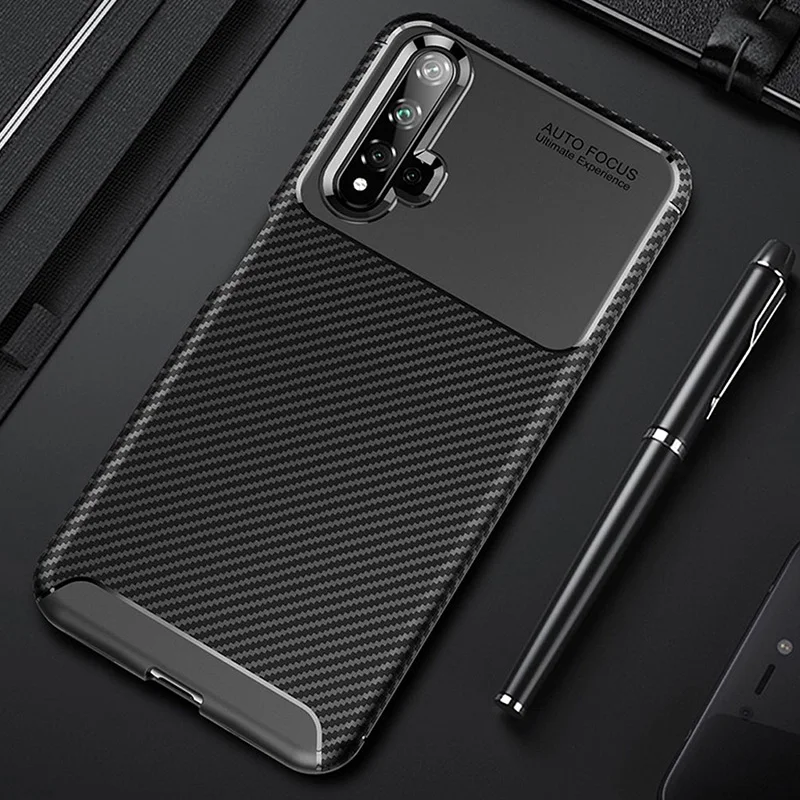 

Raugee Case For Huawei Honor 20 Case Cover Carbon Fiber Silicone Bumper Shockproof Phone Protector For huawei Honor 20 Pro Funda