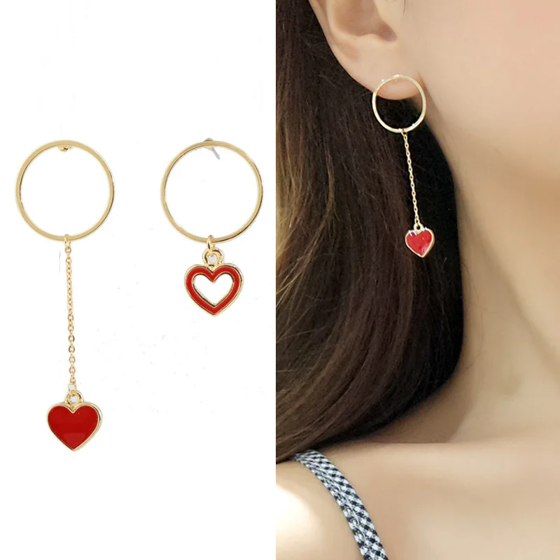 Korean fashion clip on earrings without piercing heart earring for
