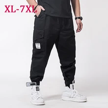 Брендовые мужские шаровары с несколькими карманами в стиле хип-хоп, черные 7XL брюки, уличные спортивные штаны, мужские повседневные модные брюки-карго