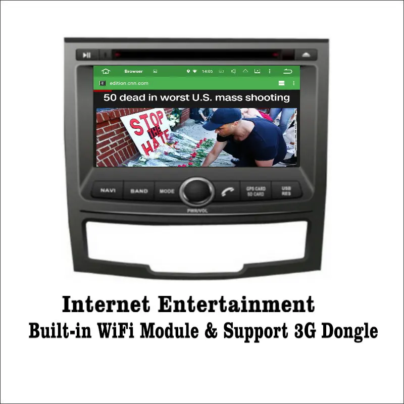 Best Liislee Android 7.1 2G RAM Car Multimedia DVD Player WIFI Radio Audio Video GPS Navi Navigation For Ssangyong C200 2