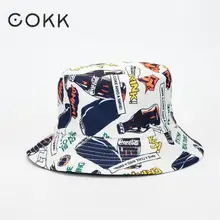 COKK, хип-хоп Панама, женская, мужская, Панама, кокс, бутылка, с узором, двухсторонняя, Рыбацкая шляпа, женская, мужская, Панама, Kpop, Корейская