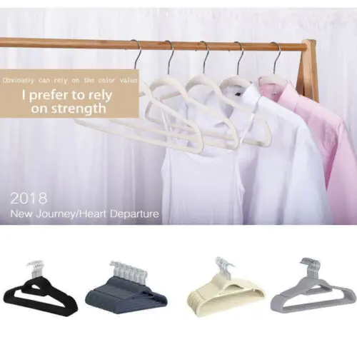 Non-slip Traceless Coat Flocking Velvet Hangers Clothes Rack Cloth Hanger Hook