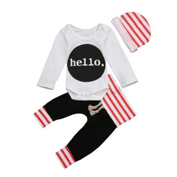 

Casual Spring Full Sleeve Cotton Newborn Kids Baby Girl Bodysuit+Headband Letter Jumpsuit Outfits Clothes