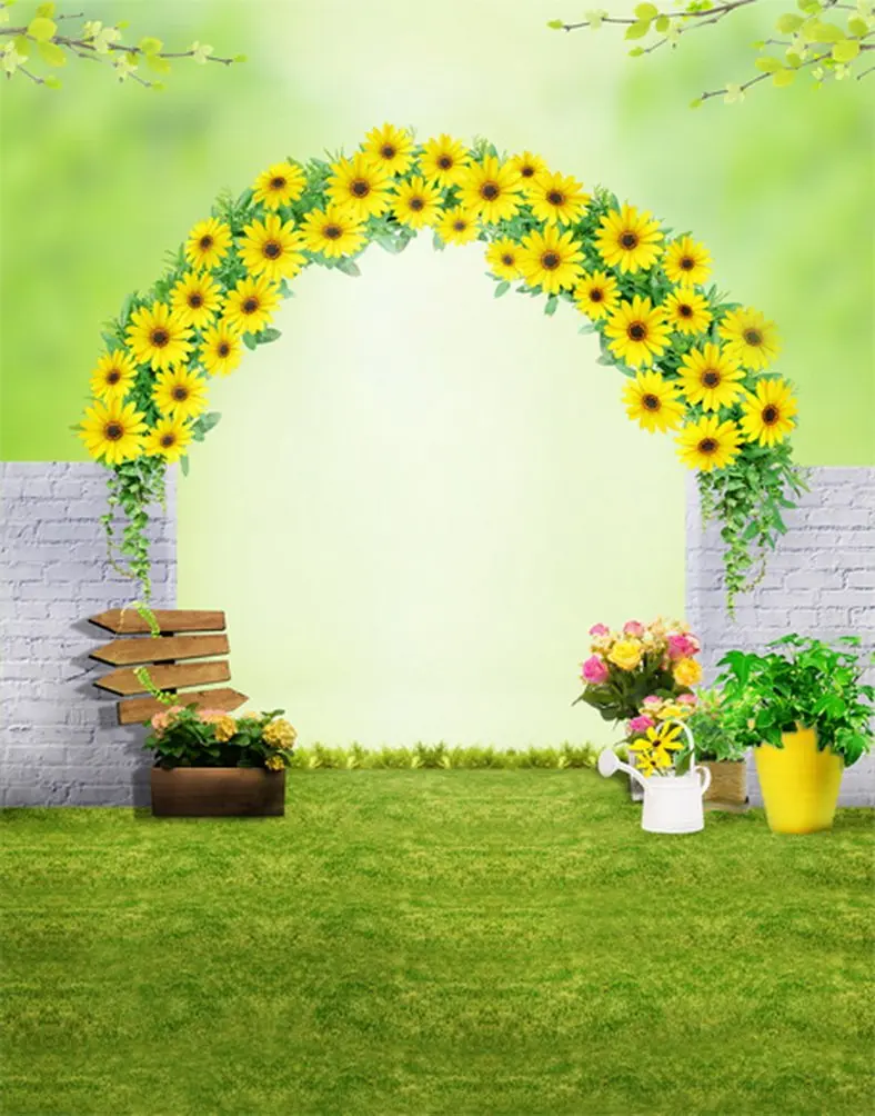 

5x7ft Lawn Sunflowers Photography Backdrops Photo Props Studio Background