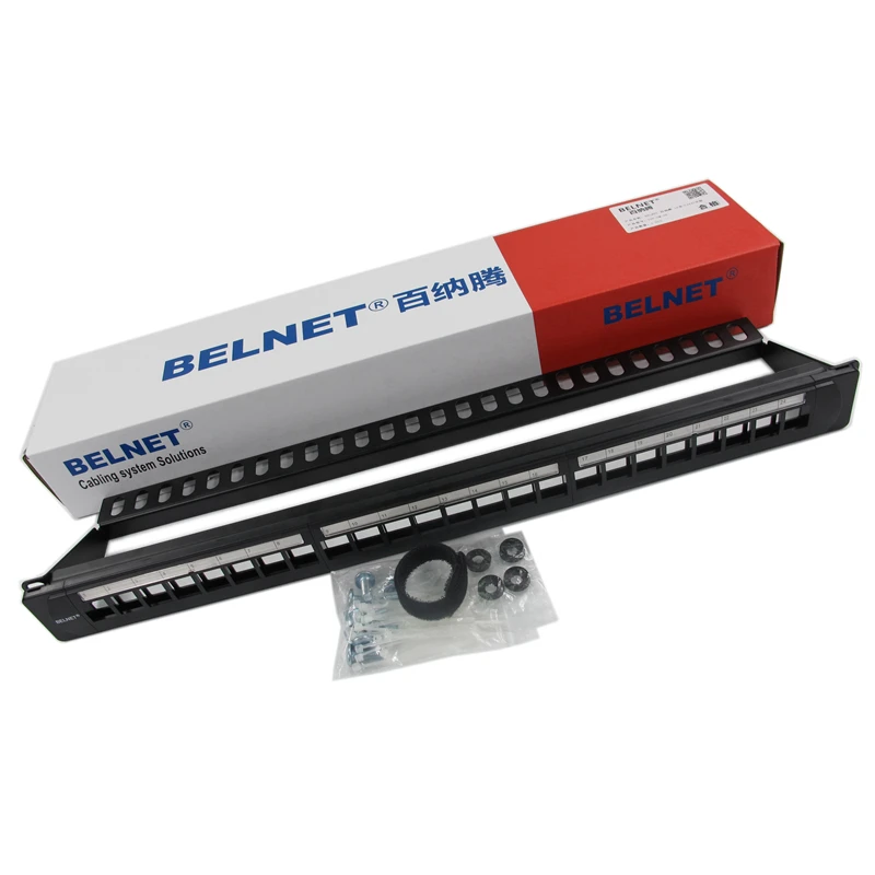 BELNET UTP 24 порта RJ45 пустая патч-панель 1U 19 ''дюймовый цельнометаллический держатель в стойку cat5e cat6 cat7 сетевой Ethernet кабель keystone jack