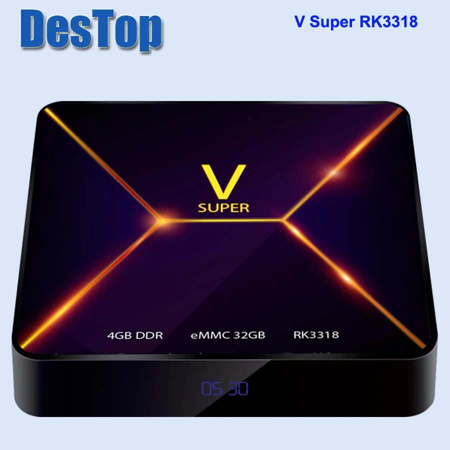 New Android 9.0 TV Box RK3318 Ram 4GB Rom 32GB Smart Internet Set Top Box 2.4G WIFI Bluetooth Support Super V