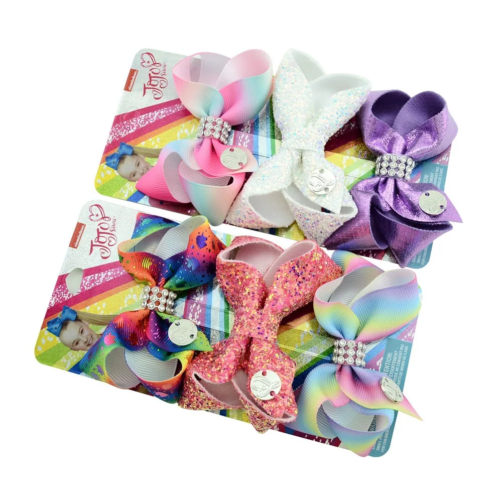 

1 set 3pcs 3" JoJo Clip Solid Print Unicorn Rainbow Scale Bows With Clips For Girls Kids Hair Accessories jojo Hairpins Barrette