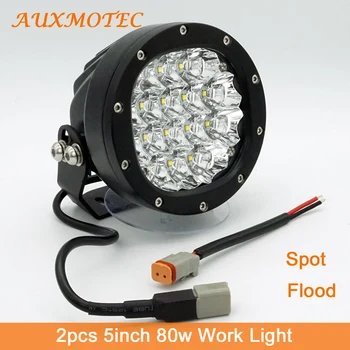 

Round Led Work Light 5inch Led Driving Light 80W Led Off-road Spotlights Spot Flood for 12V 24V Pickup SUV 4X4 4WD Truck Tractor