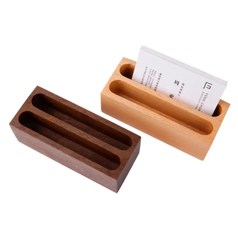 

Black Walnut Beech Wood Cards Stand Office Desk Wooden Business Card Holder Organizer Storage Box l29k