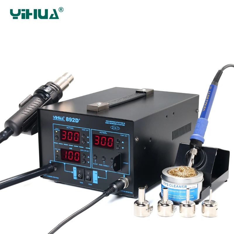 Large Power YIHUA 892D+ Hot Air Soldering Station Hot Air Gun Station For Soldering Electronic