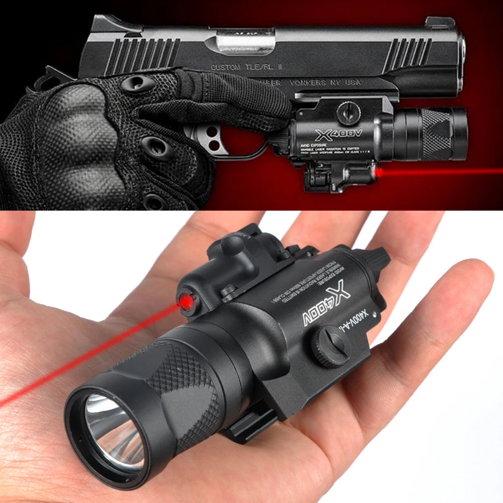 Tactical Weapon Light X400V Strobe Version Flashlight With Red Laser for hunting