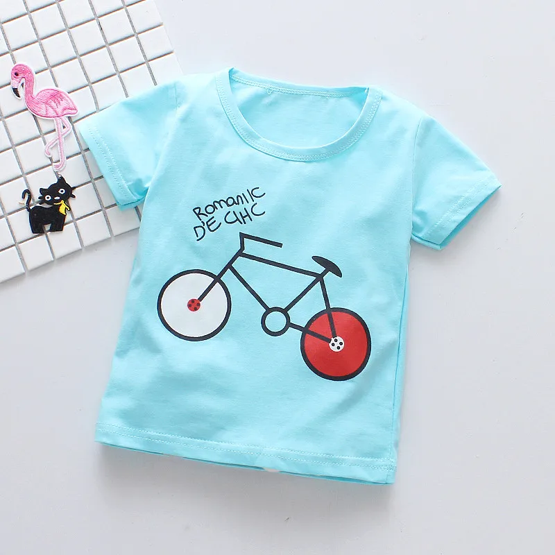 Baby Boy T Shirts Bicycle Pattern Summer Short Sleeve Cotton T Shirt