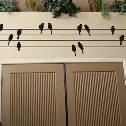 Ffree доставка птиц на электрический провод декор стикеров Стены домой Фон Виниловые наклейки на стены