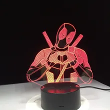 Awkward Deadpool With Heart Night Light 3D Table Lamp Optical illusion Bedside Lampy Decoration Led Bulbing Motion Sensor Light