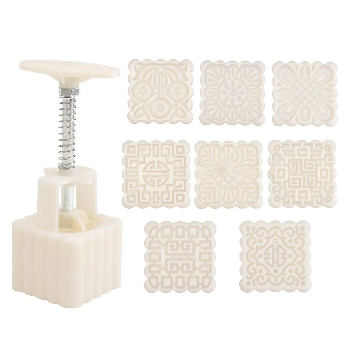 JX-LCLYL Square Baking Mooncake DIY Mold Pastry Biscuit Cake Mould Gadget With 8 Stamps