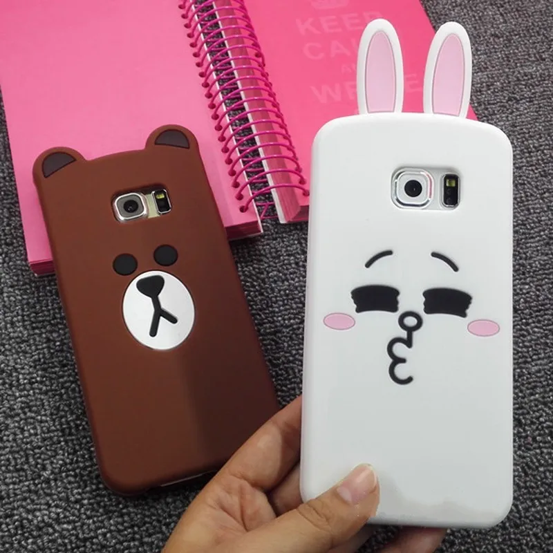 3d cute cartoon bear rabbit ultra thin protective cover case for samsung galaxy S3 S4 S5 S6 S7