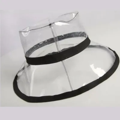 Твердый прозрачный Для женщин Панамы шапки Девушки Gorras Женский ПВХ Пляж Солнцезащитный козырек Водонепроницаемый непромокаемая шляпа Пластик широкими полями шапки - Цвет: Covered black