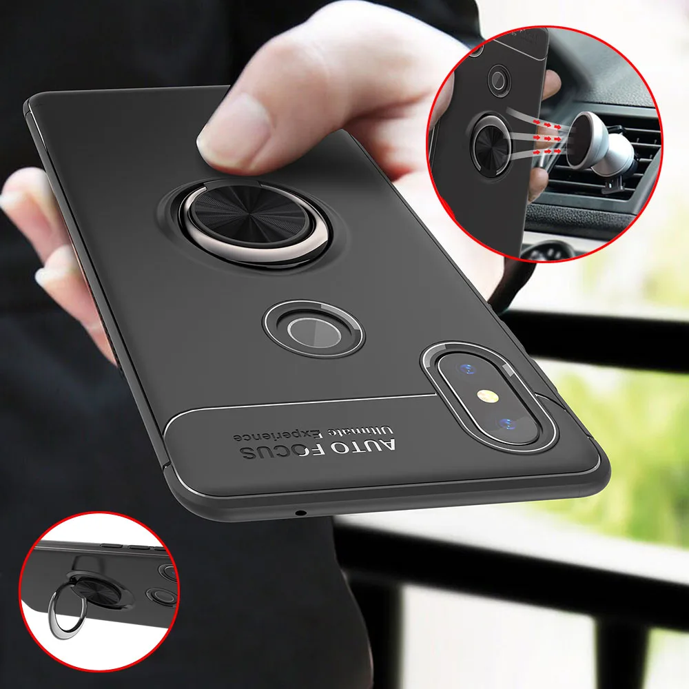 

Metal Ring Buckle Bracket Silicone Case For Xiaomi Redmi Note 7 Pro Note 6 Pro Redmi 7 7A Y3 Y2 Y1 S2 Cell Phone Back Cover