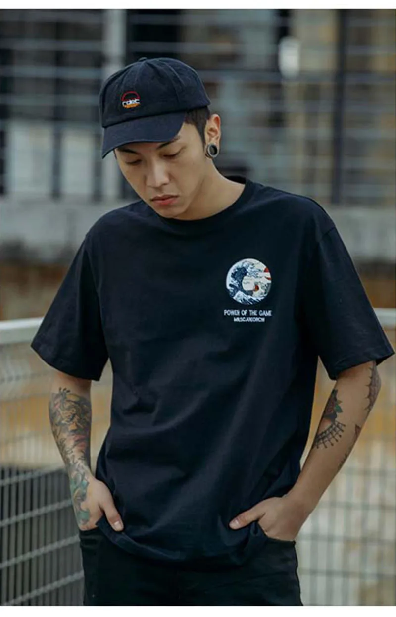 Aolamegs Футболка мужская Японская Ретро Мужская футболка с круглым вырезом хлопковая простая модная уличная парная футболка уличная одежда