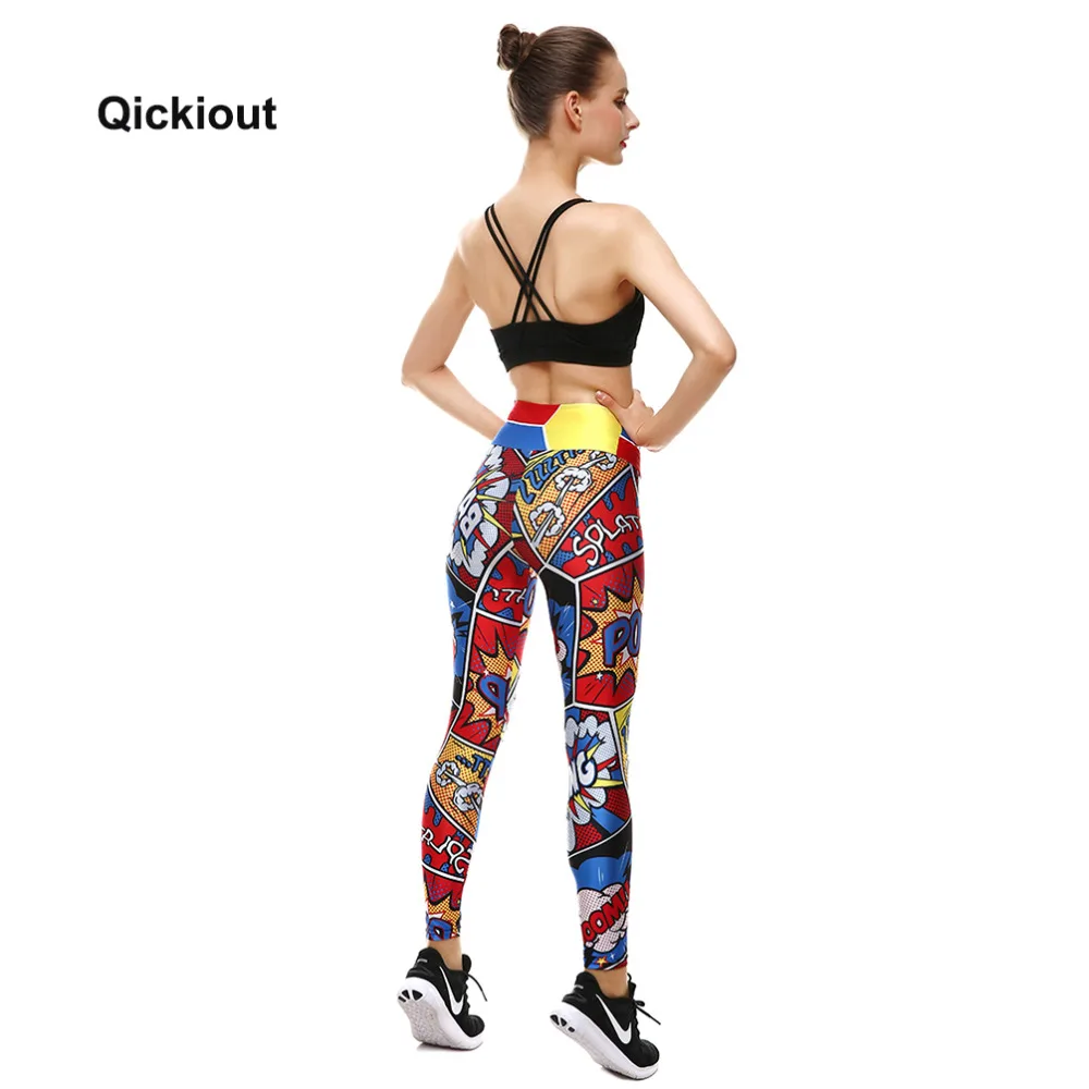 Qickitout брюки женские леггинсы с цифровым принтом мультипликационные игры Анимация Splat стиль большие бедра высокая талия брюки для фитнеса