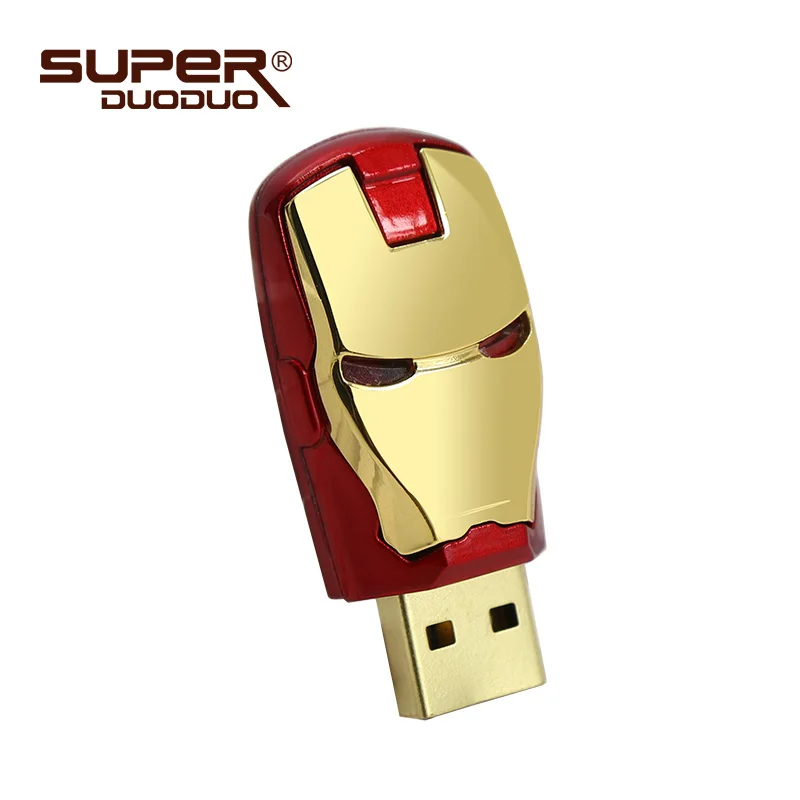 Дизайн мультфильм Блестящий супергерой Железный человек Флешка USB флэш-накопитель 4 ГБ 8 ГБ 16 ГБ 32 ГБ флеш-накопитель - Цвет: golden