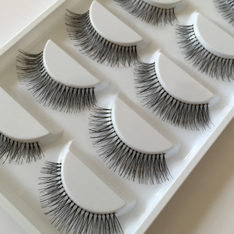 

5 Pairs Natural Long Fake Eyelashes Sparse Cross Eyelashes Black False Eye Lashes Extiension Shellhard