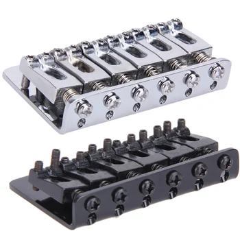 

65mm Electric Guitar Bridge with 5 Screws Professional 6 Saddle Hardtail Bridge Top Load Black Silver Guitar Accessories