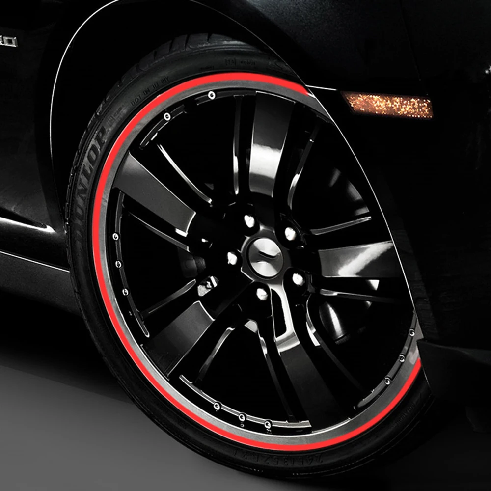 

10-17 Inch Car Tires Rim Wheel Sticker Red Green Yellow Black Reflective Stickers Auto Motorcycle Exterior Accessories 18pcs
