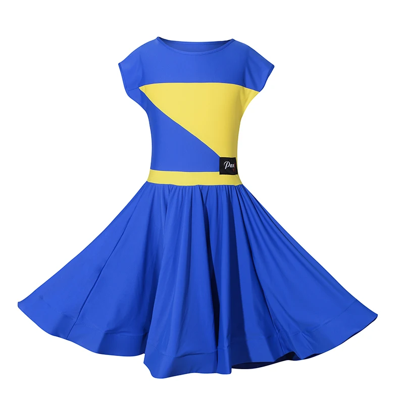 

Comfort Latin Dance Dresses For Girls Blue vs Yellow Dance Training Costumes Dance Wear Competition Children Dance Dress BL1689