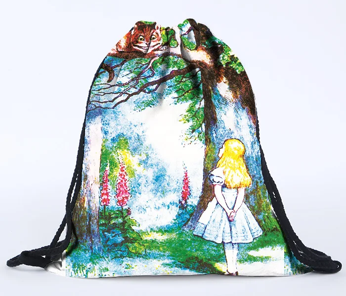alice drawstring bag fashion 3d print backpacks animal Women Backpack emoji devil travel softback pouch Girls souvenir gift bag