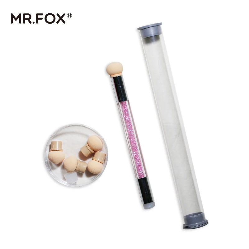 

Double end gradient blooming nail brush with 5 sponge head and 2 silicone head acrylic UV gel shading pen nail art tools MR FOX