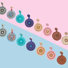 JUJIA модные бусины ручной работы геометрические деревянные Большие бисерные Висячие Винтажные серьги для женщин