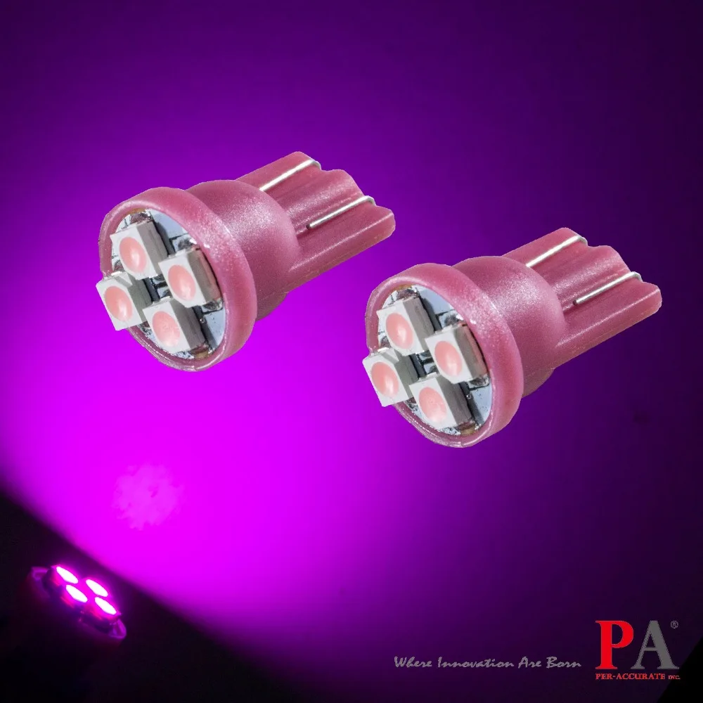 

PA LED 10PCS x #555 T10 W5W 4SMD 3528 LED Pinball Machine Instrument Dashboard Light Bulb Pink AC/ DC 12V