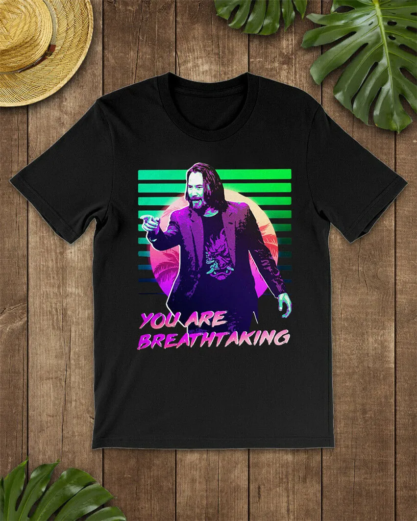 

Keanu Reeves You Are Breathtaking Xbox's E3 Event T-Shirt Black-Navy Men-Women New Unisex Funny Tops Tee Shirt