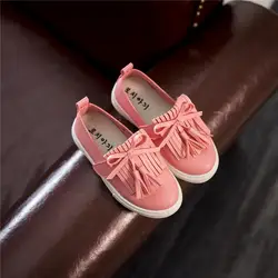 2019 весенняя обувь для девочек из искусственной кожи с бантом Fringes детские модные кроссовки детские слипоны Лоферы EU 26-30 для девочек