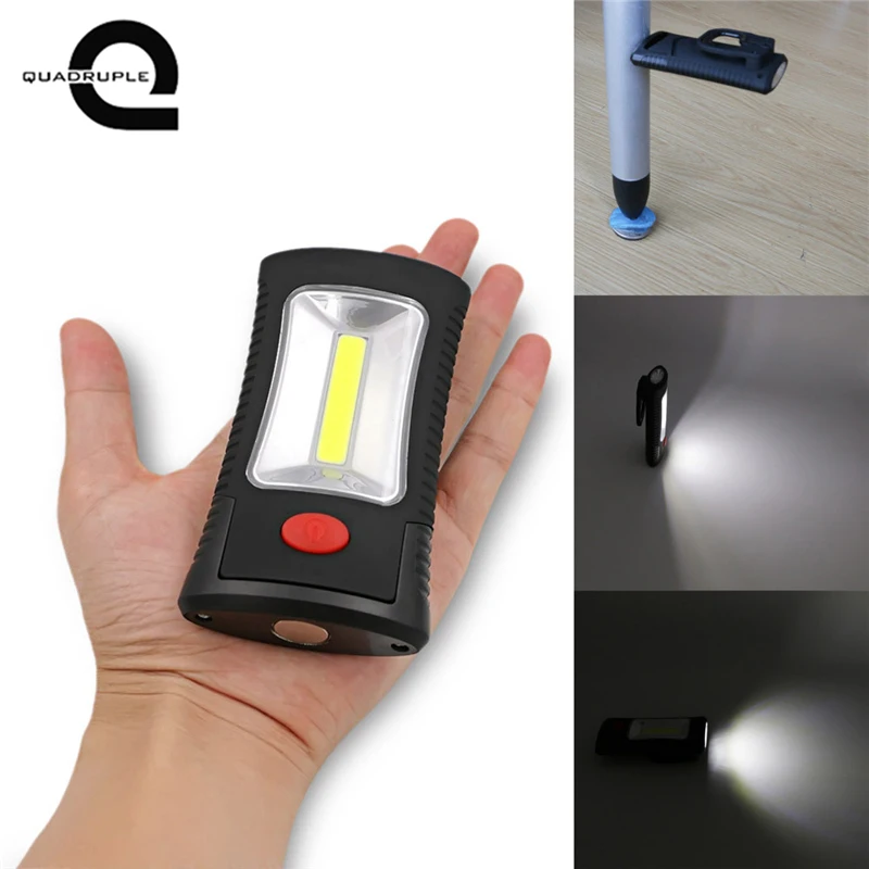 

Quadruple 2 Modes COB LED Flashlight With Magnetic Working Folding Hook Light Lamps Torch Lantern Power By 3x AAA Battery